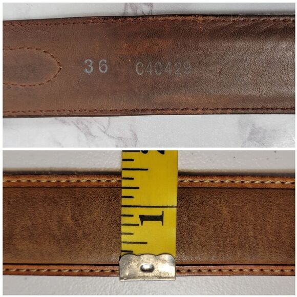 Tony Lama Brown Leather Floral Tooled Belt with Silver Buckle Top Hand - Picture 15 of 16
